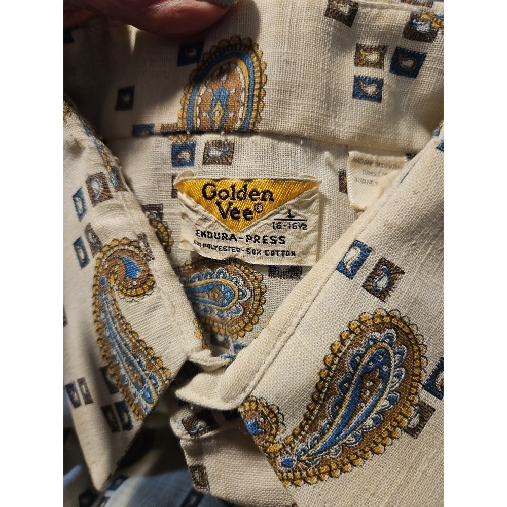 Golden Vee Paisley‎ Print Shirt Men's Unique Vintage 60s 70s Button Up Mad Men - Picture 4 of 4